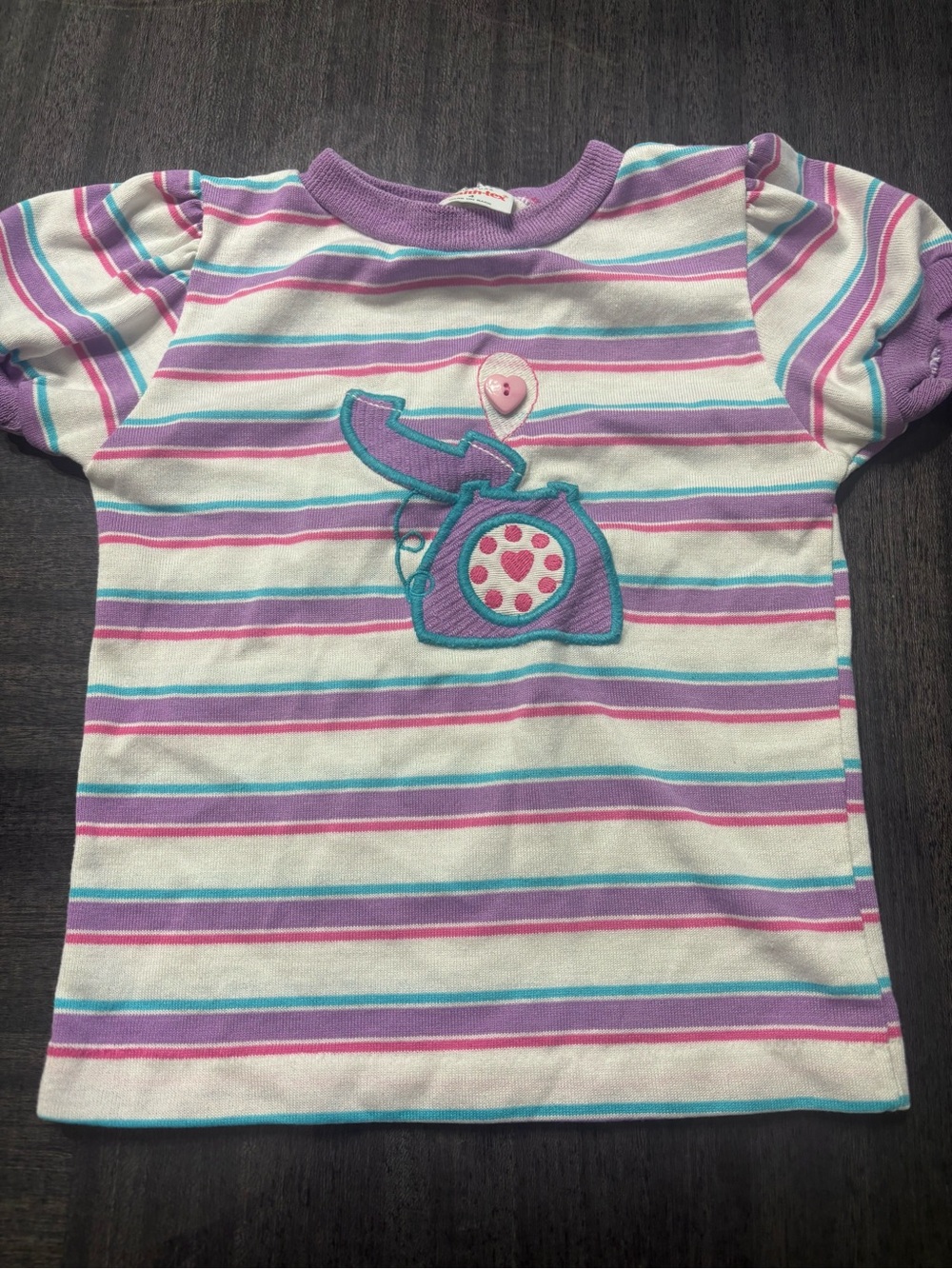 healthtex Purple, White & Teal Striped Phone Tee